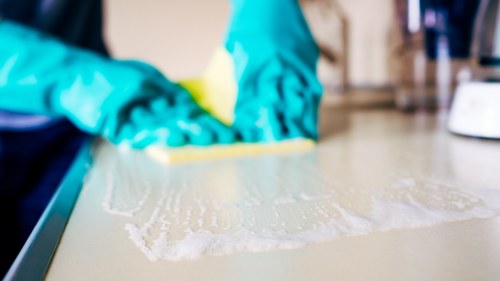 Service agreement paperwork and payment details for cleaning